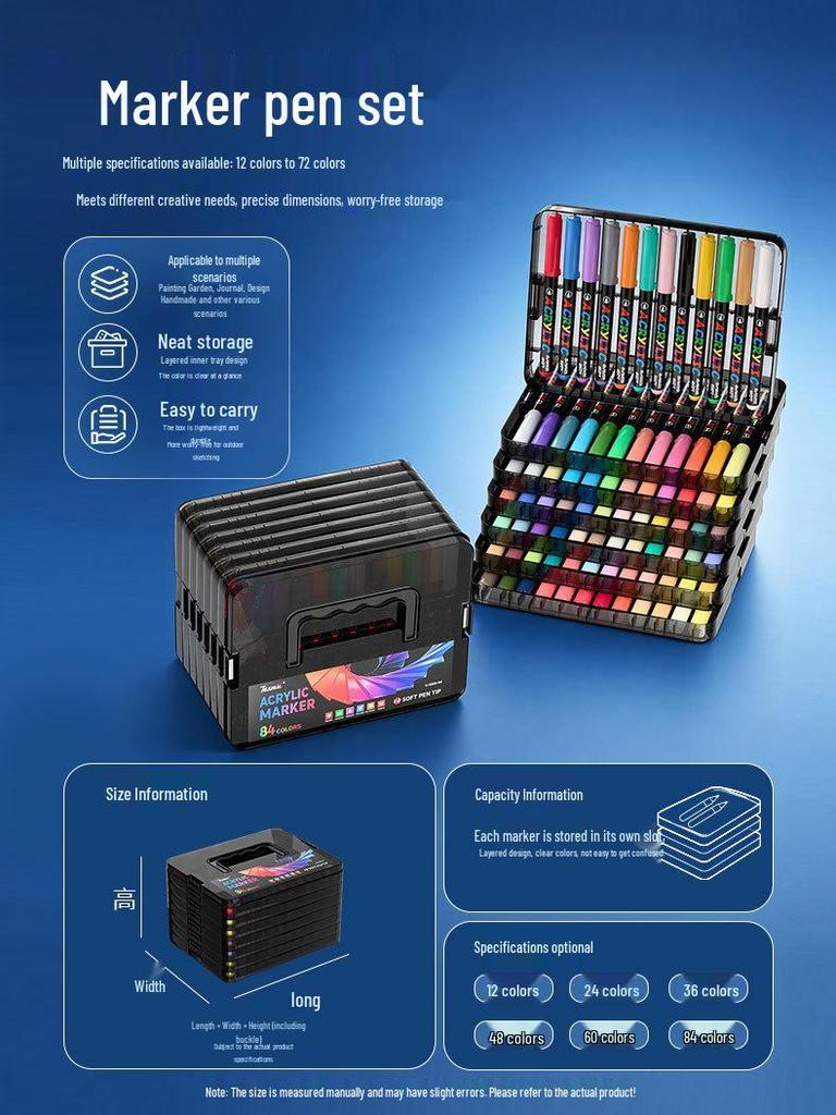 Kusai Stackable Quick-Drying Waterproof Soft Tip Acrylic Marker Pen