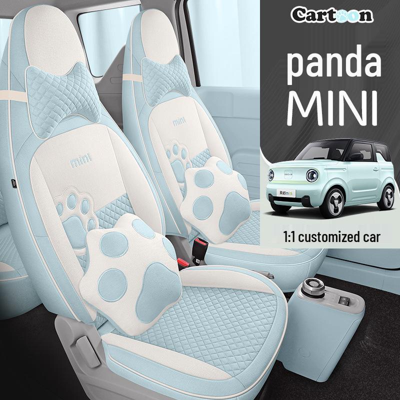 Panda Mini Linen Full Coverage Car Seat Cushion for All Seasons