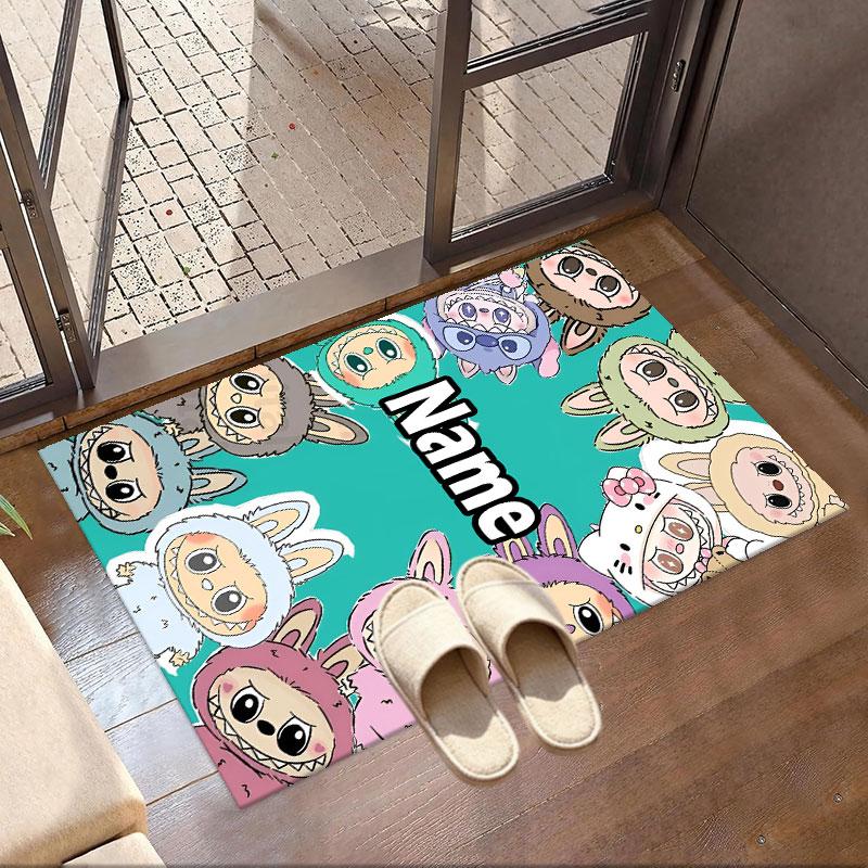 Custom Name Personalized Labubu Print Carpet, Versatile Home Decor Rug, for Playroom, Apartment, Balcony, Entryway, Hallway Gift