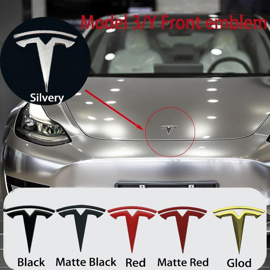 100% Authentic Tesla Model 3/Y Metal Logo Emblem - Front or Rear Trunk Replacement Kit Exterior Decoration Parts Car Accessory