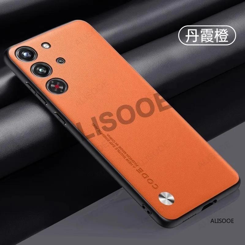 

Противоударный чехол Funda для Nubia Red Magic 10 Pro Plus Чехол Роскошная текстура волокна PU-кожа Задняя крышка Capa для RedMagic 10 Pro+ Чехлы RedMagic 10 Pro Plus оранжевый