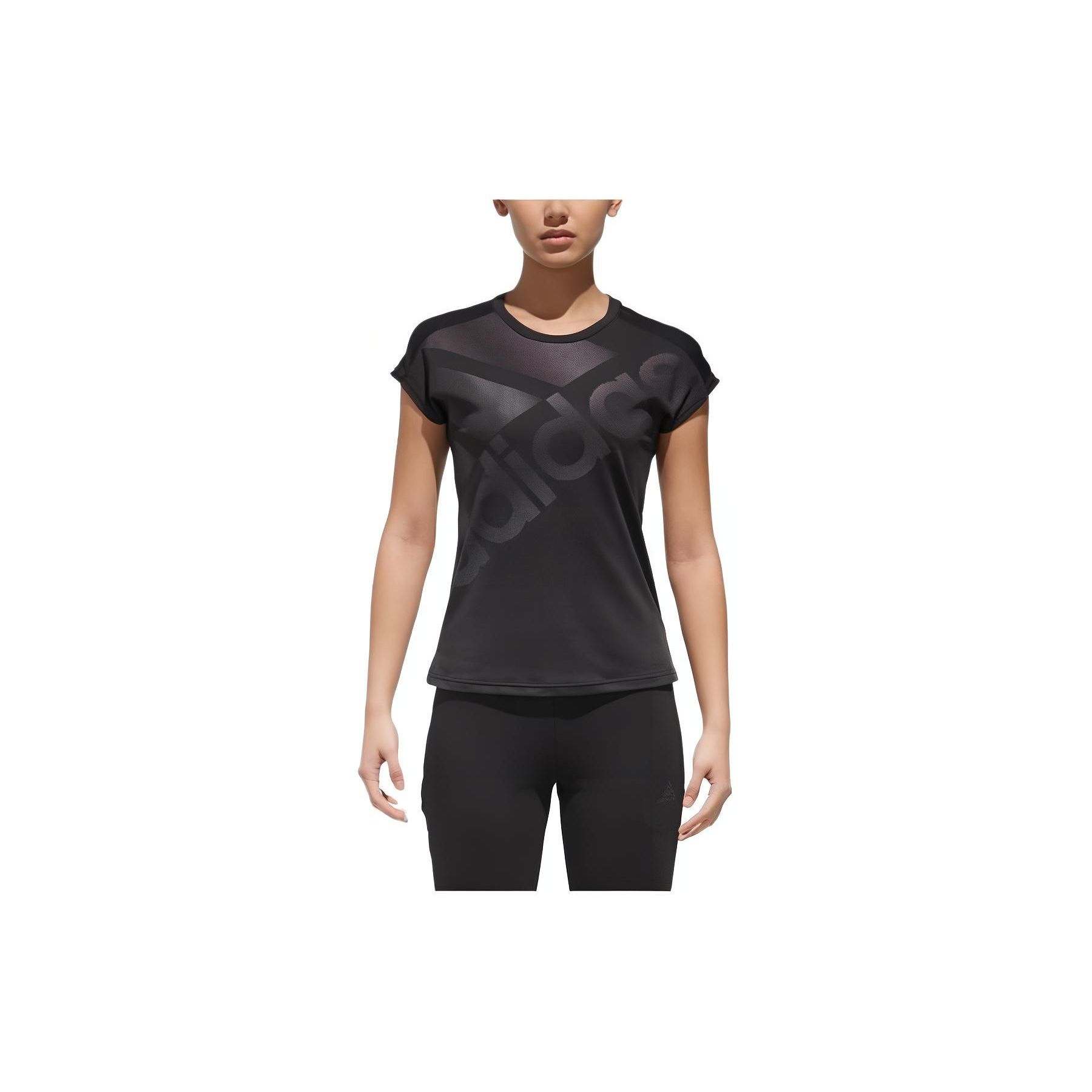 

Adidas Logo Print Round Neck Short Sleeve T-Shirt Women T-Shirt Black DT8317 M