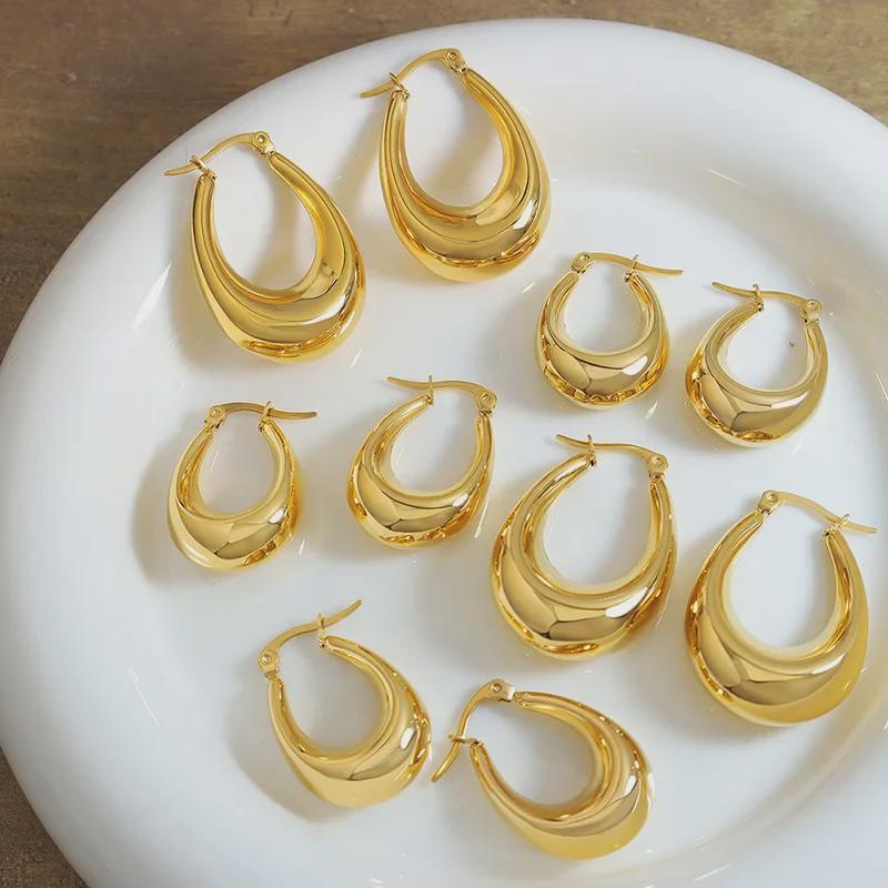 Trendy Gold-Plated U-Shaped Titanium Earrings: European & American Style, No Fading, Fashionable & Personalized.