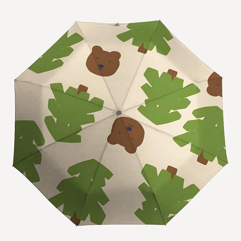 

1pc Bear Forest Automatic Open/Close Umbrella Sturdy Iron Frame, Compact Travel Umbrella - Perfect Gift for Women, Men, Birthdays047