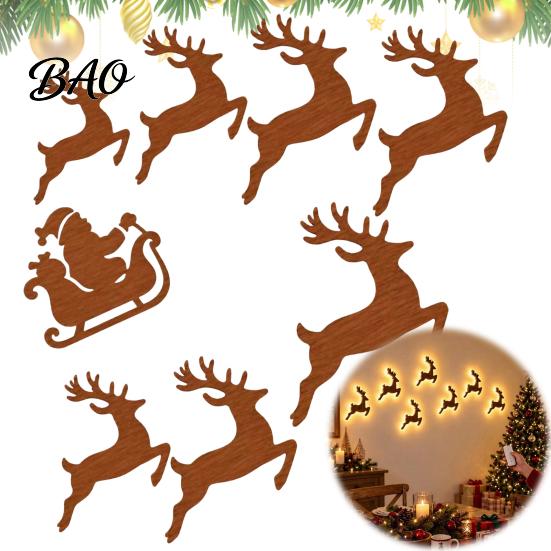 Festive LED Wall Glow Reindeer Decoration, 3D Light-Up Wooden Christmas Silhouette Lights, Warm Backlit Seasonal Interior Lighting Peel And