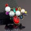 Korean High-End Fashion Floral Pearl and Crystal Brooch