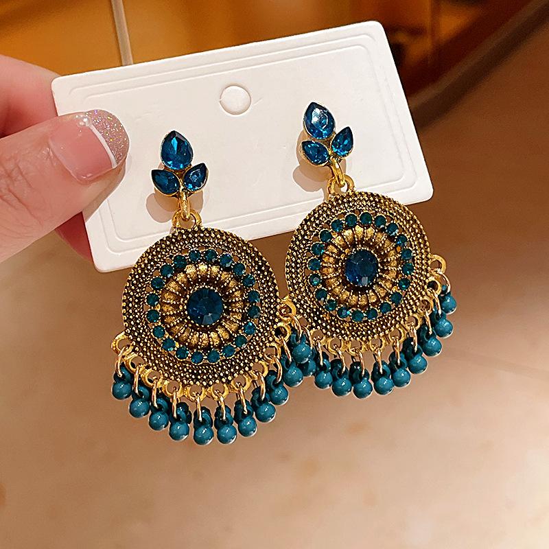 

Silver Needle Diamond Geometric Fringed Earrings Ethnic Style Earrings New Chinese Elegant High-end Earrings Women s Water Droplet Diamond