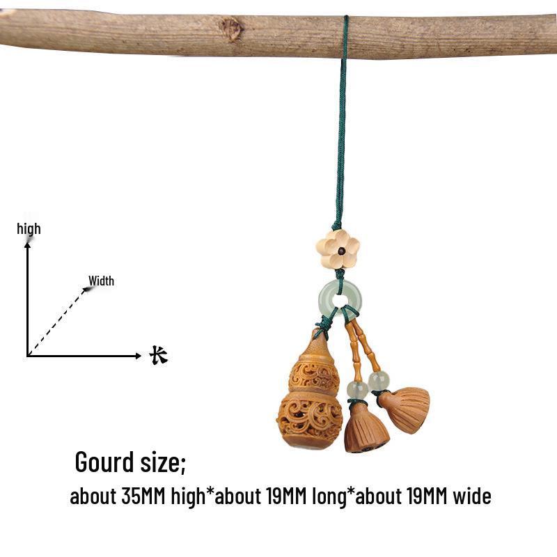 Green Sandalwood Lotus Pod Carved Keychain Pendant - Unscrewable Charm for Phones & Bags