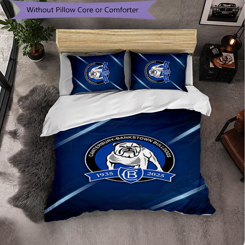 Canterbury-Bankstown Bulldogs Fantasia Microfibra Set Biancheria da Letto 3 Pezzi Decorazione Copripiumino Set Per Camera da Letto Uso Domestico