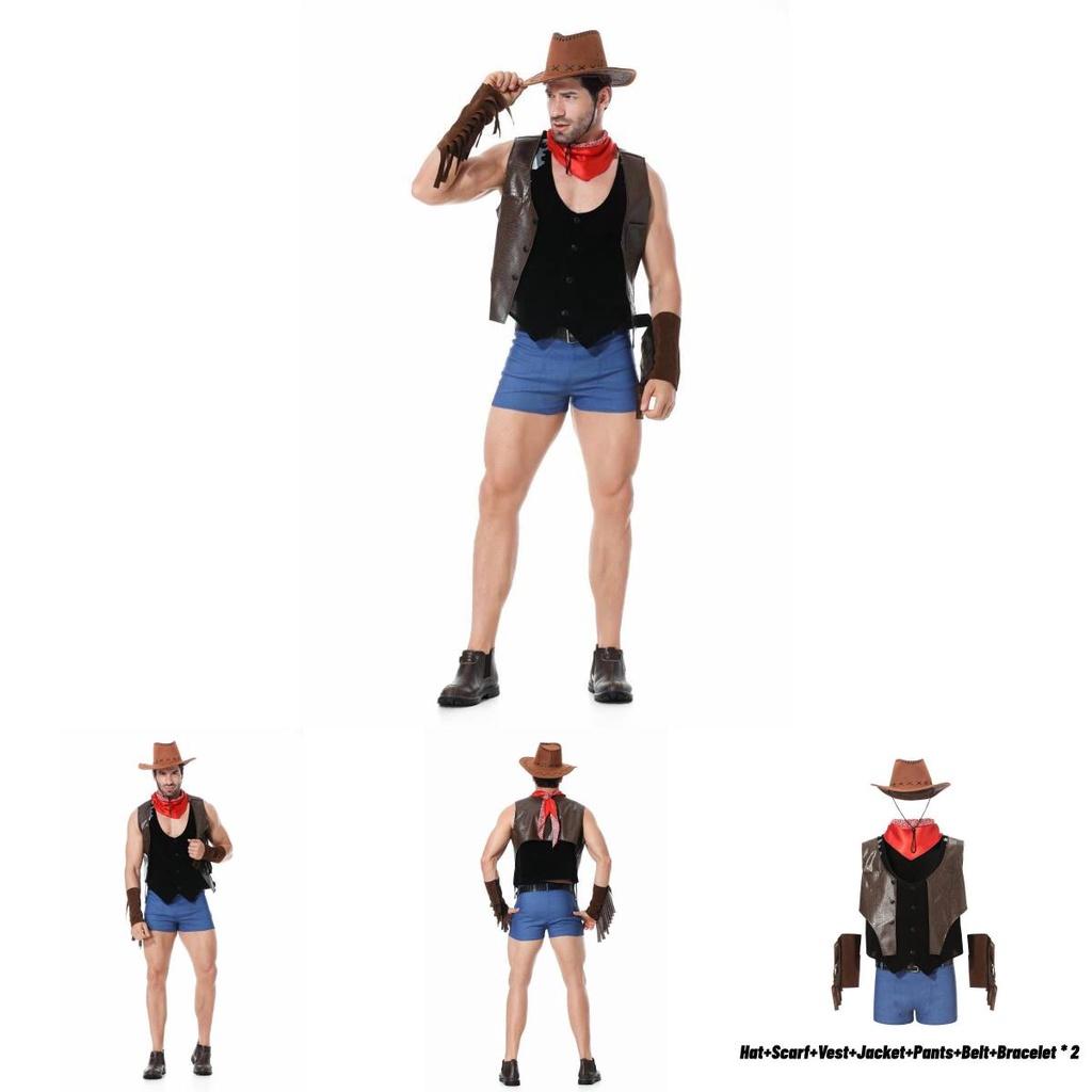 Přání Nový Halloween Západní Kovboj Pánský Kostým pro Dospělé Cosplay Barová Párty Role-playing Kostým [m Xl]