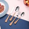 4-teiliges Geschirrset mit Messer und Gabel, Teelöffel, Edelstahl, Holzimitatgriff, westliches Geschirr, einfach und fortschrittlich