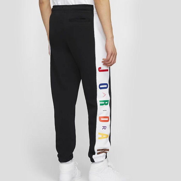 Jordan Multi Label Fleece Lined Thermal Cuffed Retro Sports Pants Knitted Sweatpants Men's Black CT6334-010