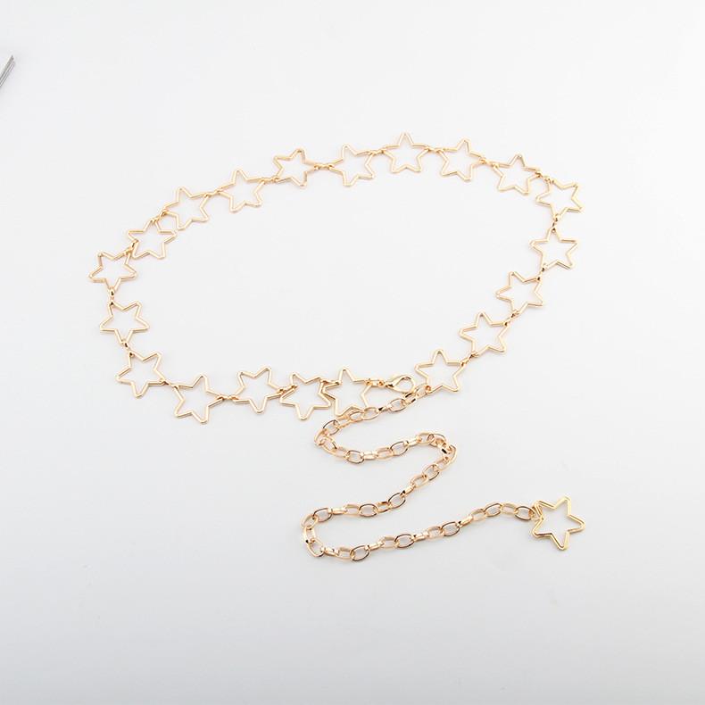 Womens Gold Star Waist Chain With Hook Closure For Elegant Dress Accessory золотой