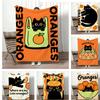 Fine Art C-Cute Black Cat Orange Throw Lightweight 240g Flannel Blanket Soft Skin-friendly for Summer Cooling