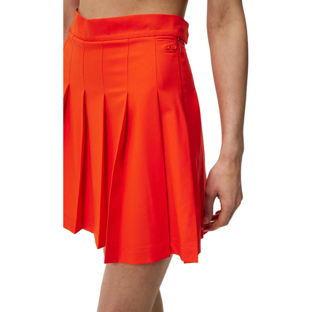J.Lindeberg Solid Color Pleated Zipper Short Casual Skirt Women skirts Orange GWSD09294-G016