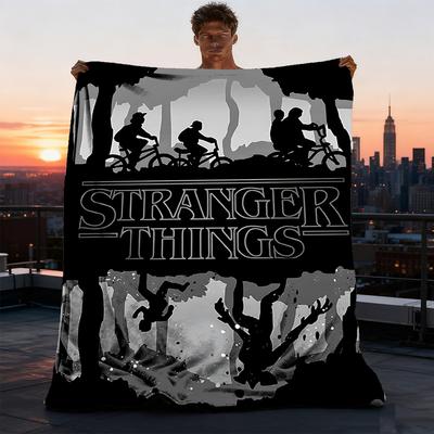 1pc Stranger Things Outdoor Blanket Lightweight Flannel Throw For Travel, Camping, Livingroom, Couch, Chair Soft