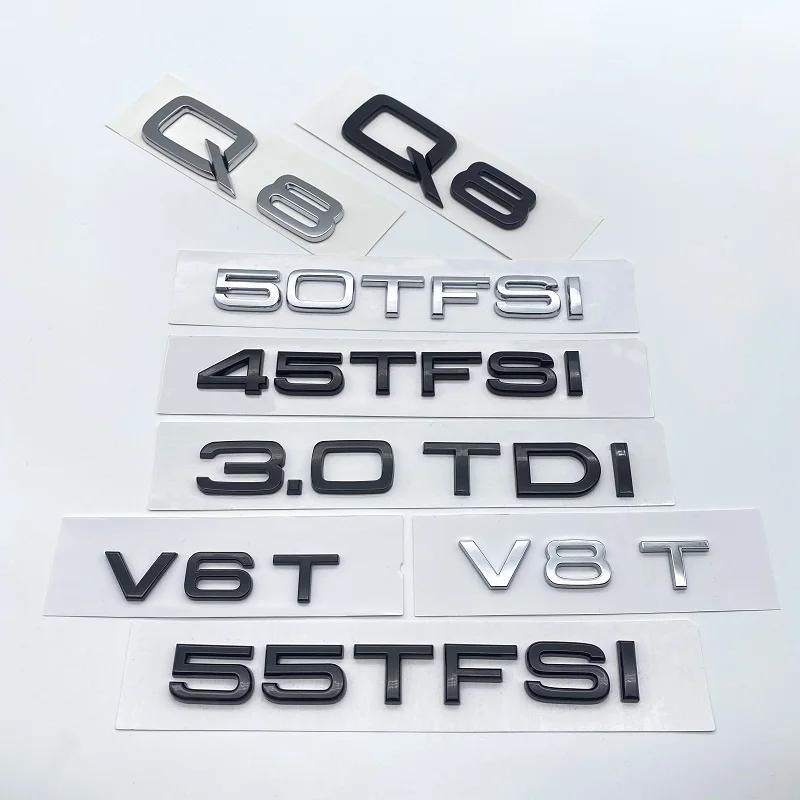 2026 ABS Letters Numbers Emblem for Audi Q8 SQ8 45TFSI 55TFSI Quattro Sline V6T V8T Car Front Side Trunk Badge Nameplate Logo Sticker