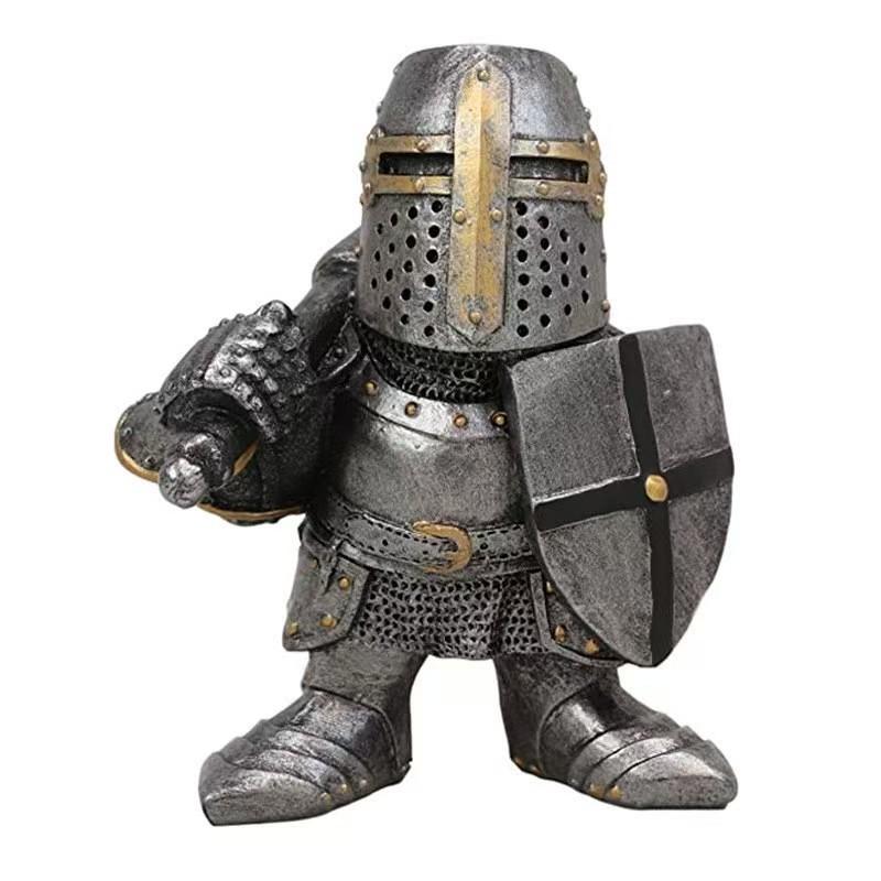 Gnome Knight Resin Crafts European Sculpture Ornament Medieval War Axe Guard Ornament