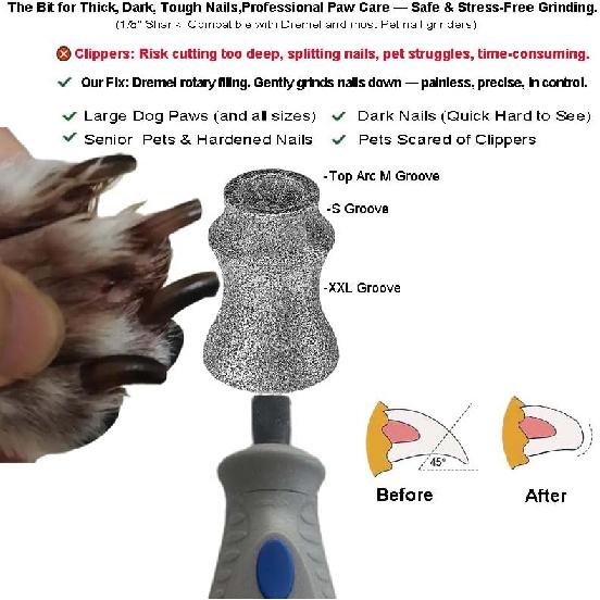 Painless for Dremel Dog Nail Grinder Attachment Replacement heads - Diamond Bit Refills tip Fit Dremel 7760 & 7350, Smooth Grinder Tool Accessories
