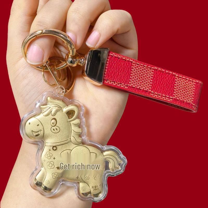 999 Pure Gold Year of the Horse Keychain Bag Charm & Mobile Phone Lanyard - Perfect Birthday Gift