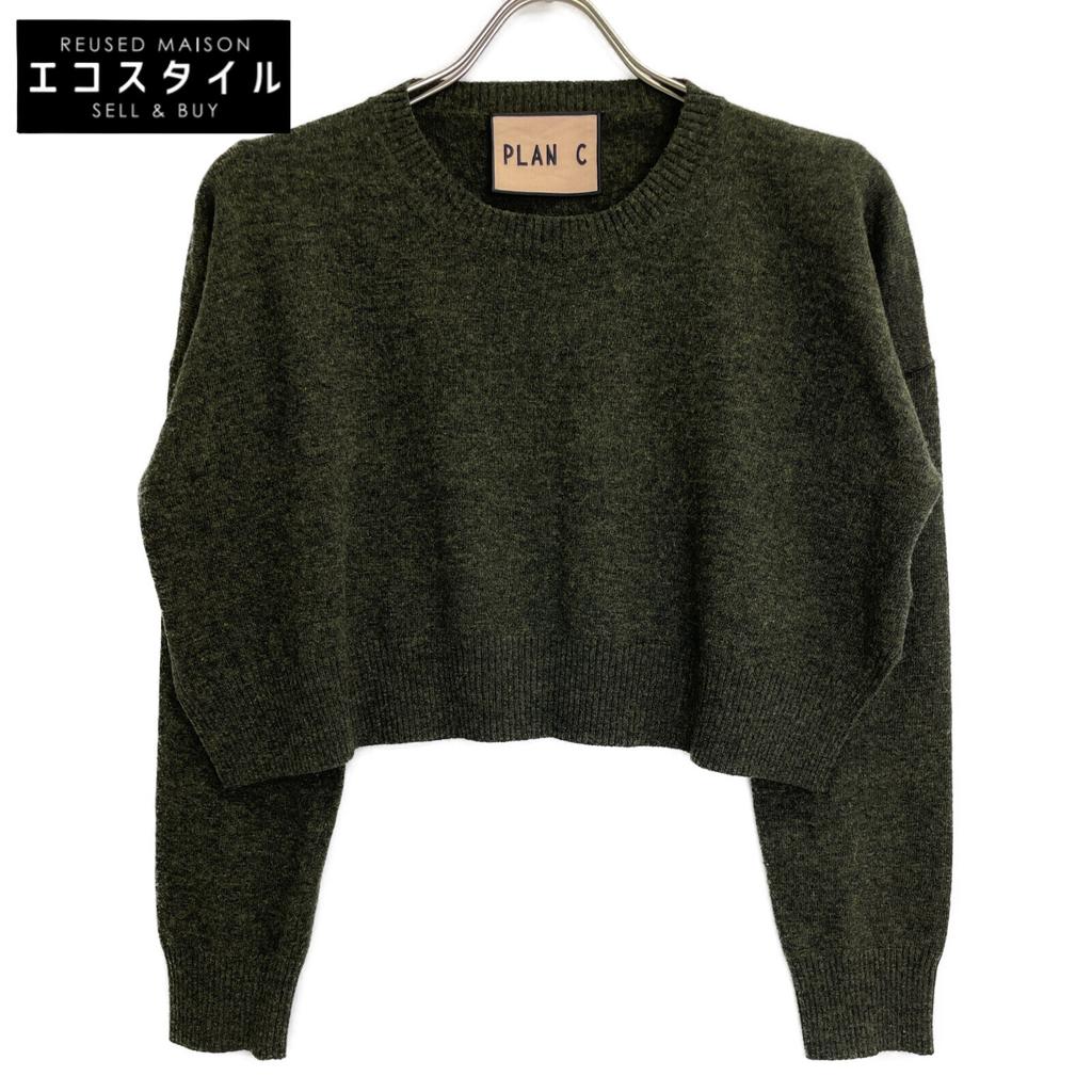 Plan C Green Wool Cropped Short Knit Sweater Tops 40 greenUsed