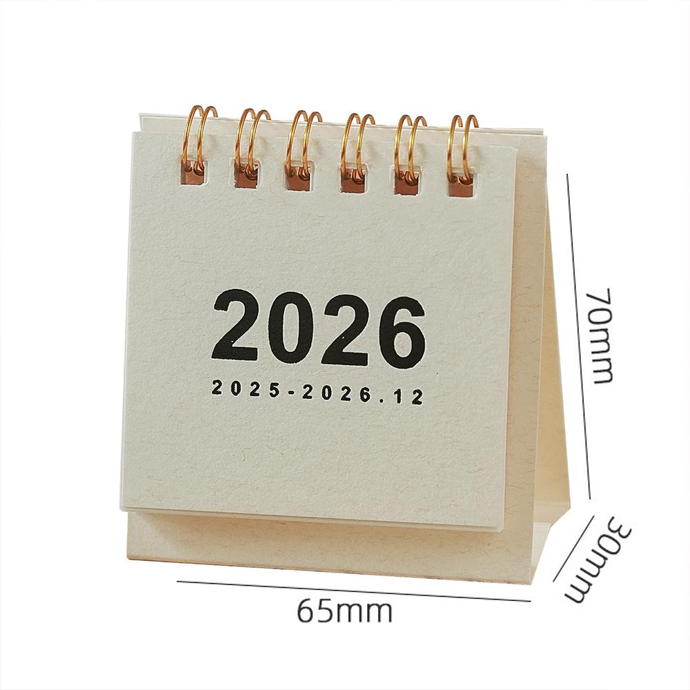 2026 Unprinted Portable Simplified Mini Calendar 180° Page Flip Desktop Ornament Check-in Plan Style Calendar
