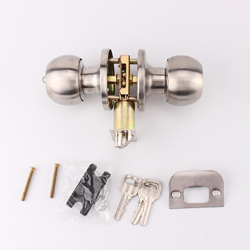 Stainless Round Door Knobs Rotation Lock Knobset Handle Stainless Steel Door Knob with Key for Bedrooms Living Rooms Bathrooms