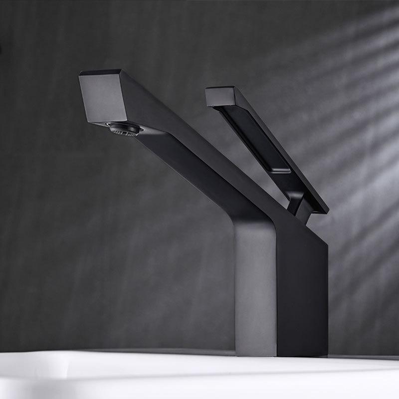 Gun Gray  Hot and Cold Wash Basin Faucet Brass Creative Countertop Wash Sink Tap Deck Mounted Single Hole Tap Household