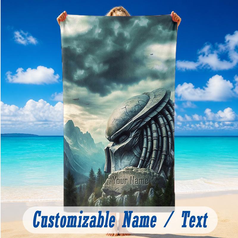 Beach Towel Custom Name Text, Quick Dry Large Towel For Beach HomePredator