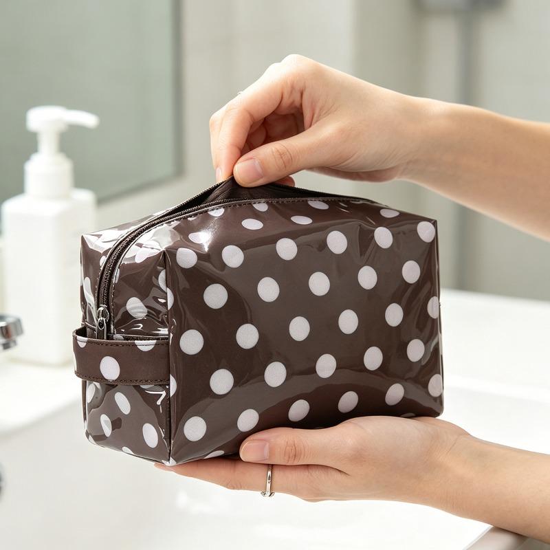 Large Striped Wash Cosmetic Bag for Women Portable Zipper Makeup Bag Large Capacity Toiletry Storage Organizer Pouch Bags