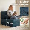 Folding Sofa Bed, 3-in-1, Convertible 1-Seater Chaise Lounge, Corduroy, Side Pockets, Pillow, Blue