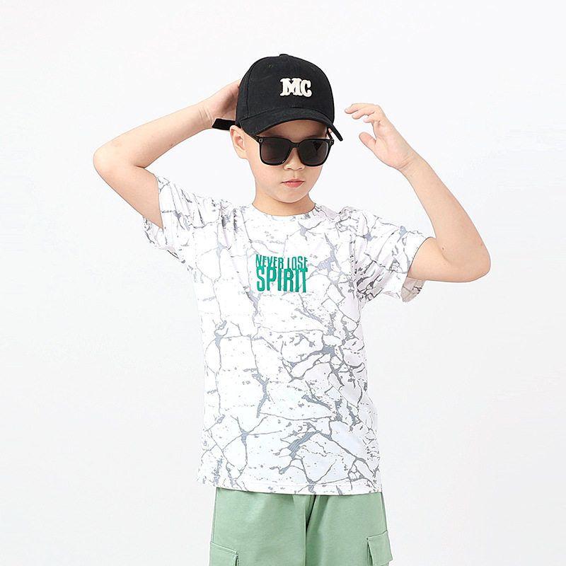 Children s Summer Clothing K-style Kids Sports Short-Sleeved T-shirt Children s Mesh Quick-Drying Breathable Boy Letter Jacket White 140