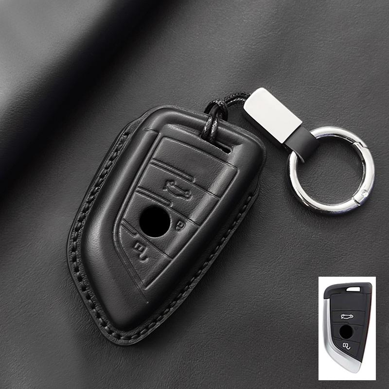 Genuine Leather Car Key Case Cover Fob For Bmw G30 G20 G11 F15 F16 G01 G02 F48 X1 X3 X5 X6 X7 1 3 5 6 7 Series Keychain Luxury