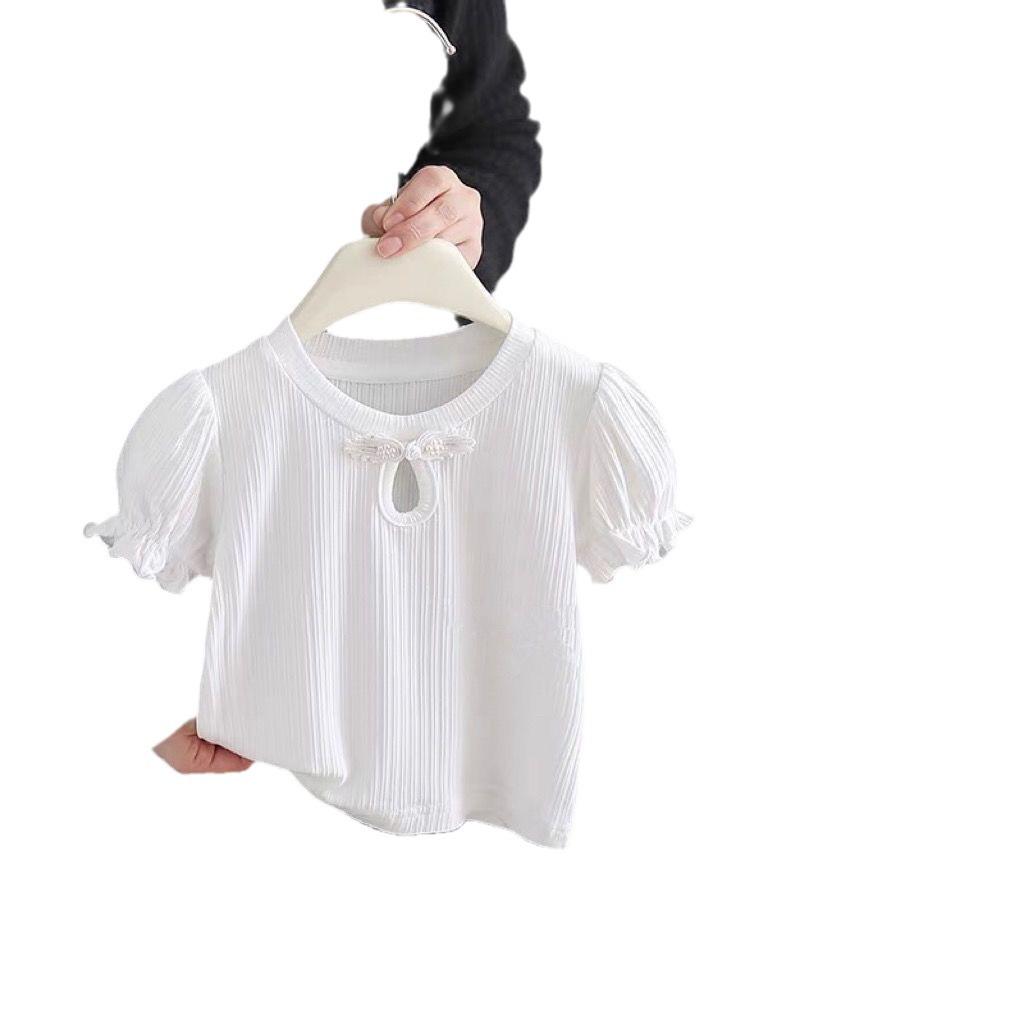 Girls' Summer New Chinese Style Short Sleeve Soft T-Shirt – Toddler Baby Breathable Top
