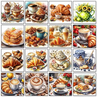 Kaffee Brot Bild Diamant Malerei Set Küche Restaurant Wanddekoration Mosaik Stickerei Geeignet für Erwachsene DIY Hobbys
