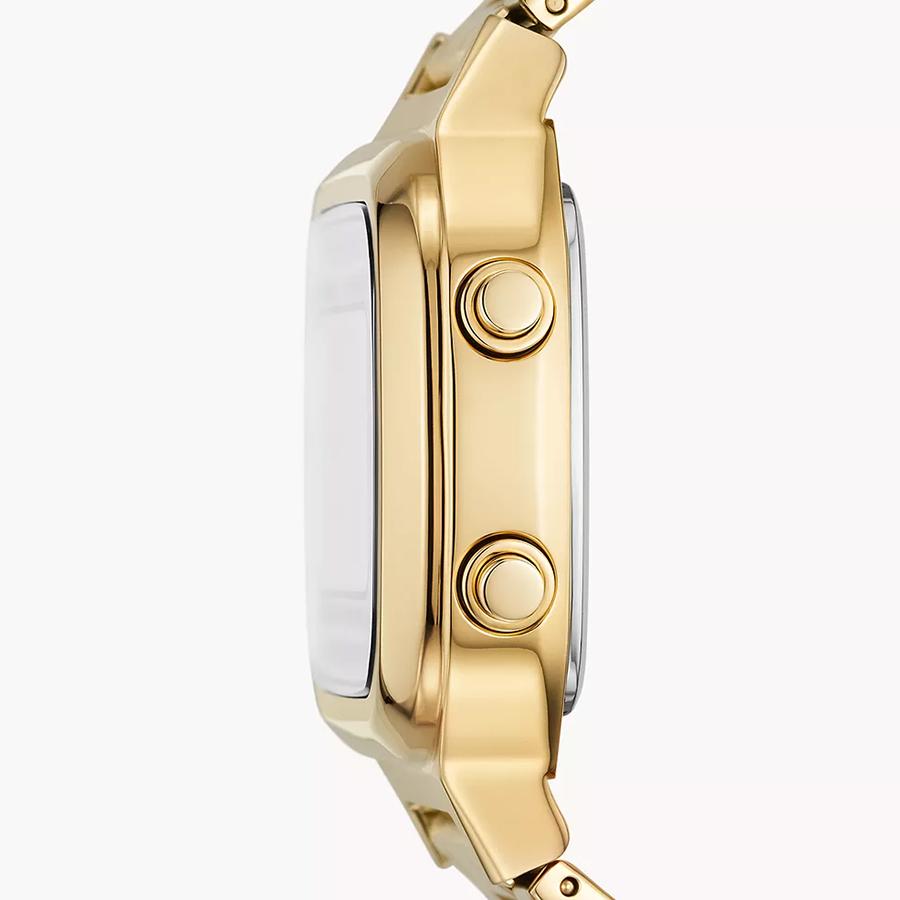 Fossil Retro Digital Gold Dial Gold Steel Strap Watch for Men - FS5843