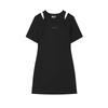 Original Fashionable Personality Trendy Soft Comfortable Breathable Cut-Out Short Sleeve Dress Women Dresses Black F51W529301F-BK