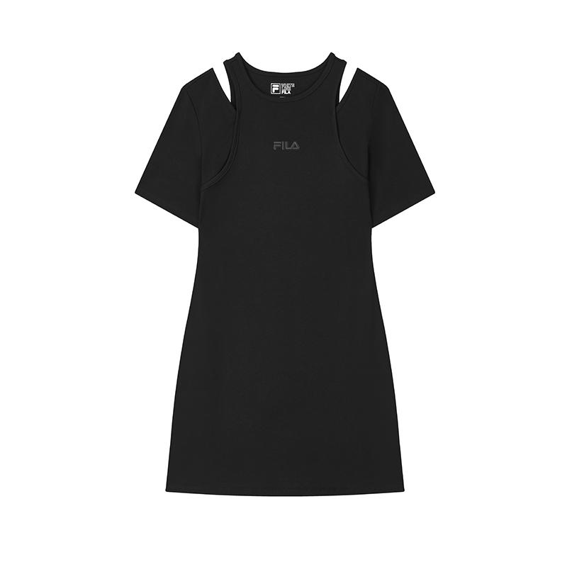 

New FILA ORIGINALE Short Sleeved Dress Women s Black F51W529301F-BK L
