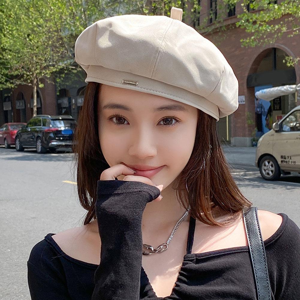 Korean Classic Premium Feel Black Beret Spring Autumn Thin Solid Color Ins Trendy Versatile Painter Hat Simple Caps For Women