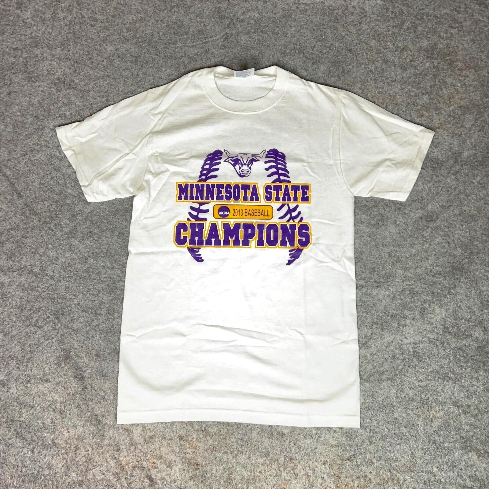 

Minnesota State Mavericks Mens Shirt Small White Tee T 2013 Baseball Champions 2XL