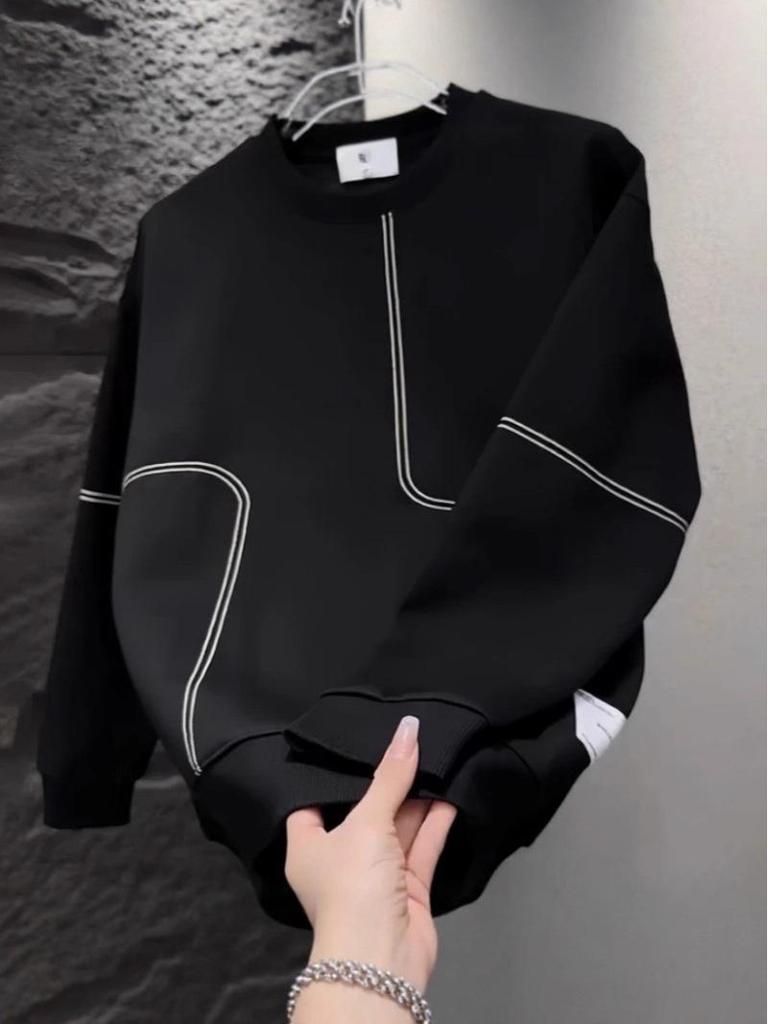 Men's Trendy Casual Crew Neck Sweatshirt - Autumn/Winter Fashion Long Sleeve Pullover