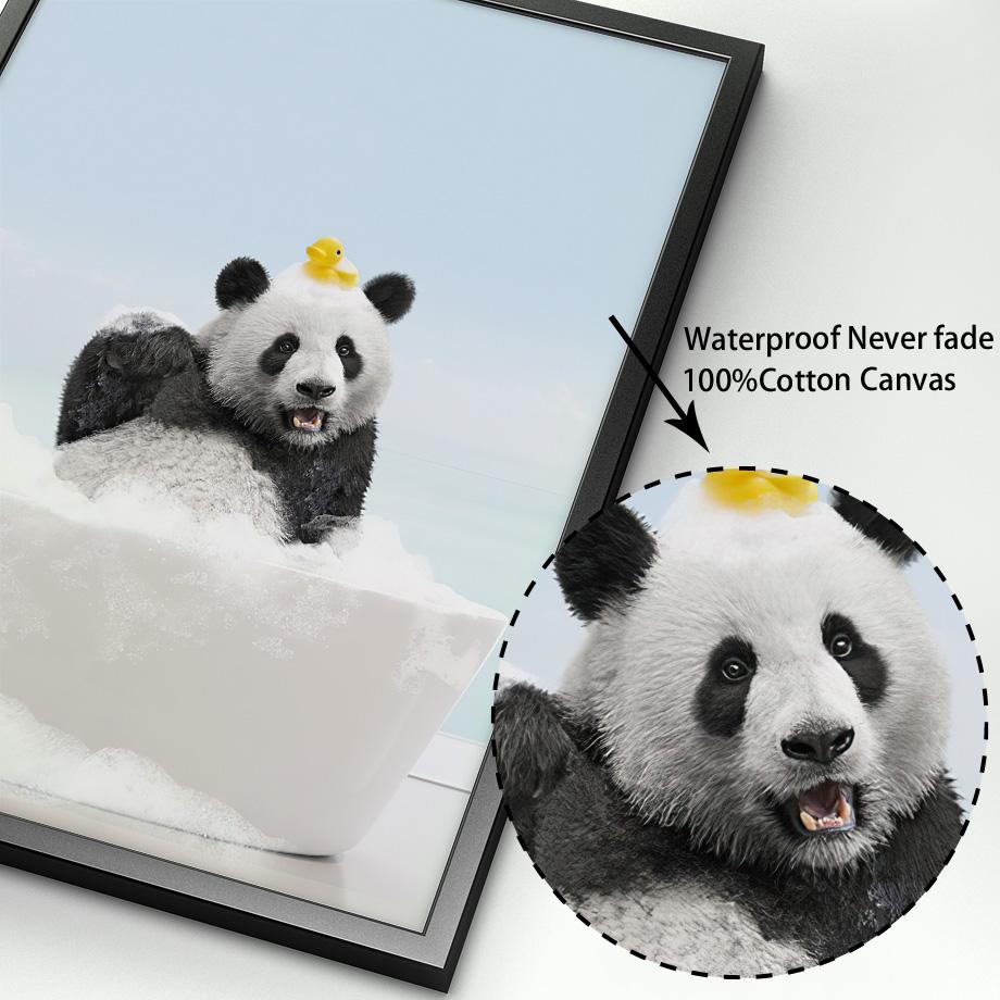 Zvíře ve vaně Lev Tiger Lama Nástěnné umění Obraz na plátně Toaleta Rozmarné Plakáty a obrazy Nástěnné obrazy Legrační dekorace do koupelny