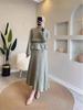 2024 Spring Women's Muslim Set: Elegant Solid Color Half Skirt with Tie