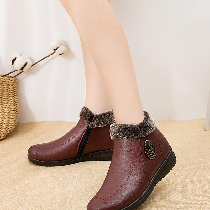 Winter Warm Fleece Shoes Elderly People Flat Boots Soft Bottom Anti Slip Women's Shoes