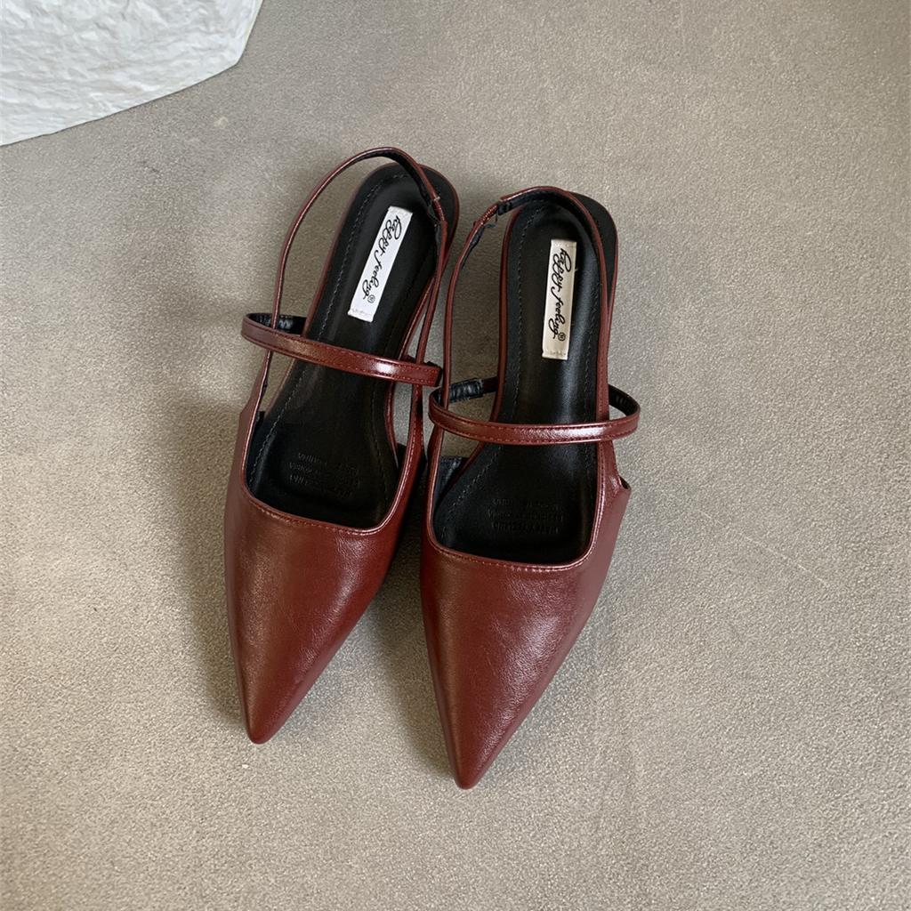 Fashion Bailamos Street Style Sexy Pointed Toe Sandals Metal Buckle Strap Women Pumps Stripper Sandals  Slingback Heels Ballet Flats Muj
