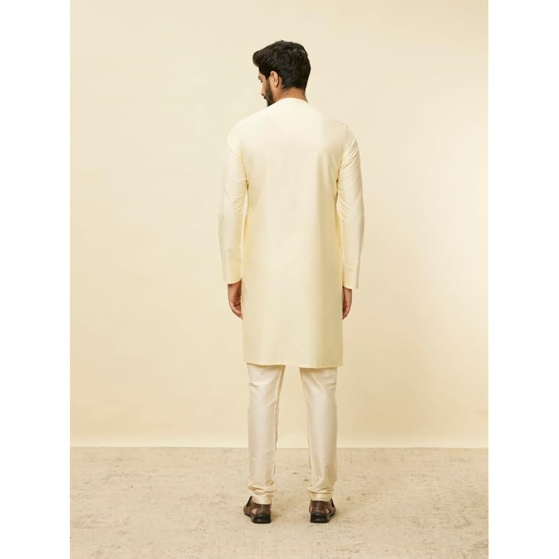 Manyavar Men's Cotton Kurta (MK50102-303-M_Cream_38)