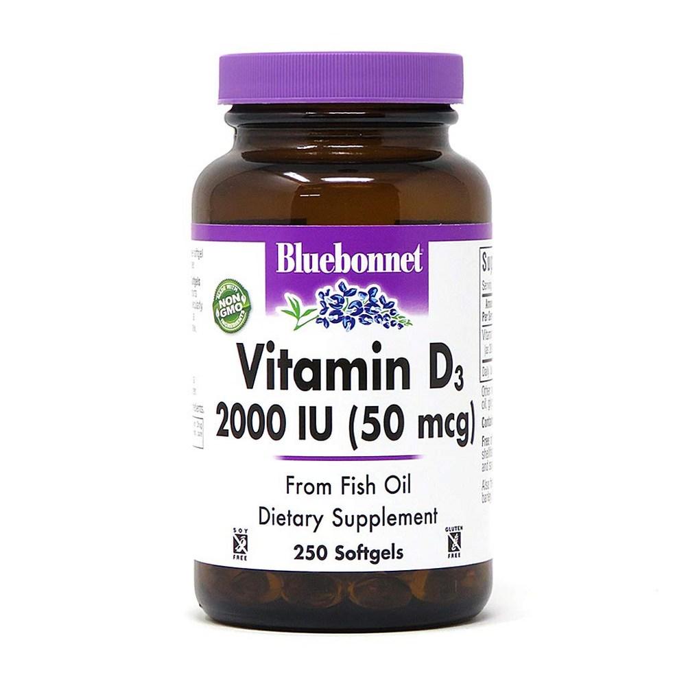Bluebonnet Vitamin D3 2000 IU Softgels Gluten Free 1 pcs 250 Tablets