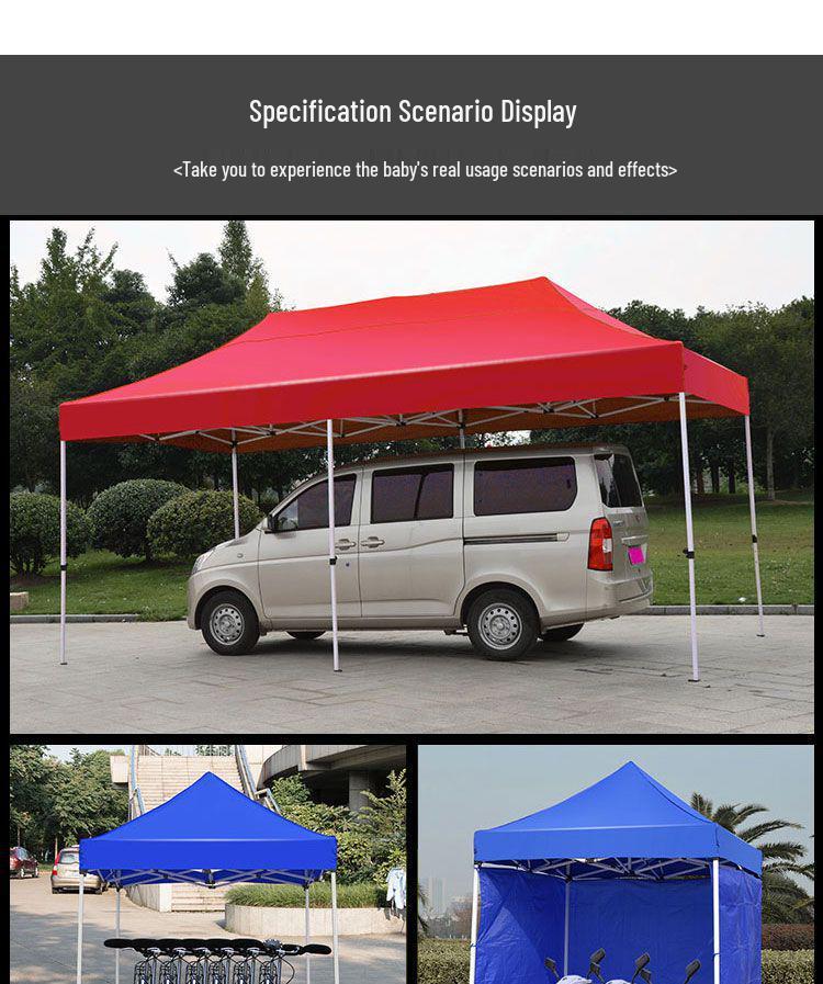 Retractable Waterproof Outdoor Sunshade Tent - Four-Corner Folding Design with Large Umbrella and Four Legs for Rain Protection