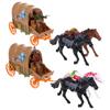 2 Sets of West Cowboy Carriage Models Plastic Carriage Models with Cowboy Culture Collection Mini Toys