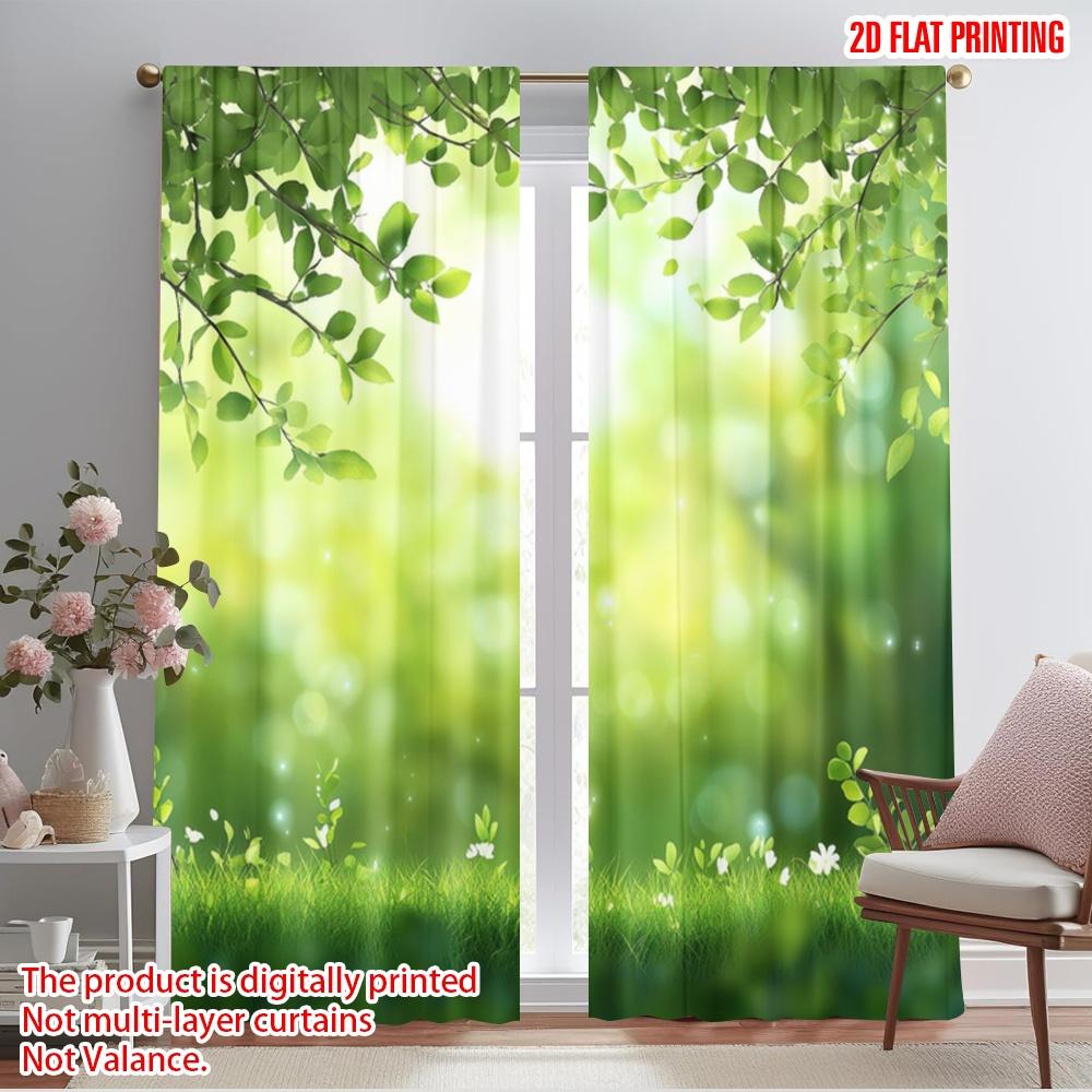 

2pcs,2D plane printing Curtain Popular Leafy Meadow Bliss Versatile 100% Polyester (without rod) Decorations Inside Ldeal for 52.50×116.00 CM 2pcs